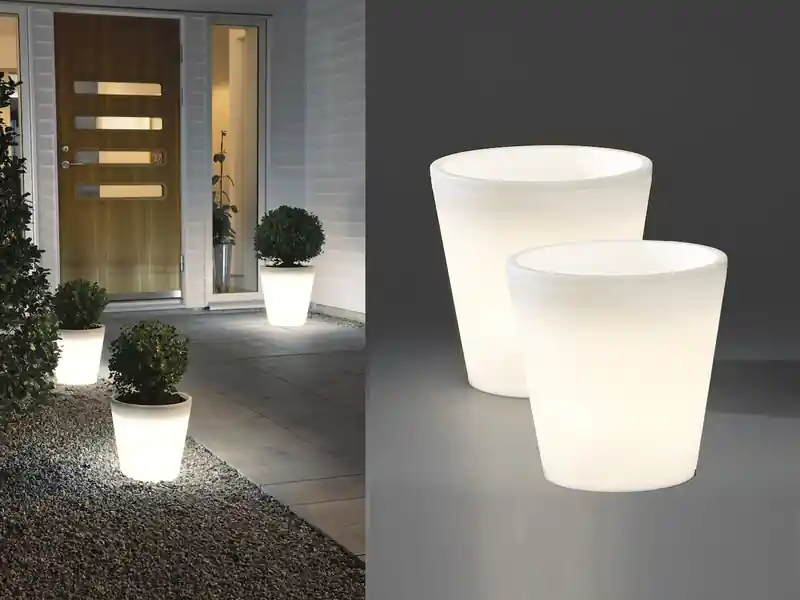 Neuheit Konstsmide Beleuchteter Pflanzkübel Outdoor 2er Set LED Blumentopf Ø 28cm Terrassenleuchten