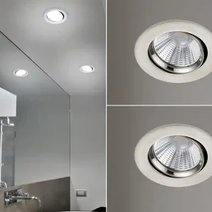 Abverkauf meineWunschleuchte LED Einbaustrahler 2er Set rund schwenkbar dimmbar Nickel matt 5,5W Deckenlampe