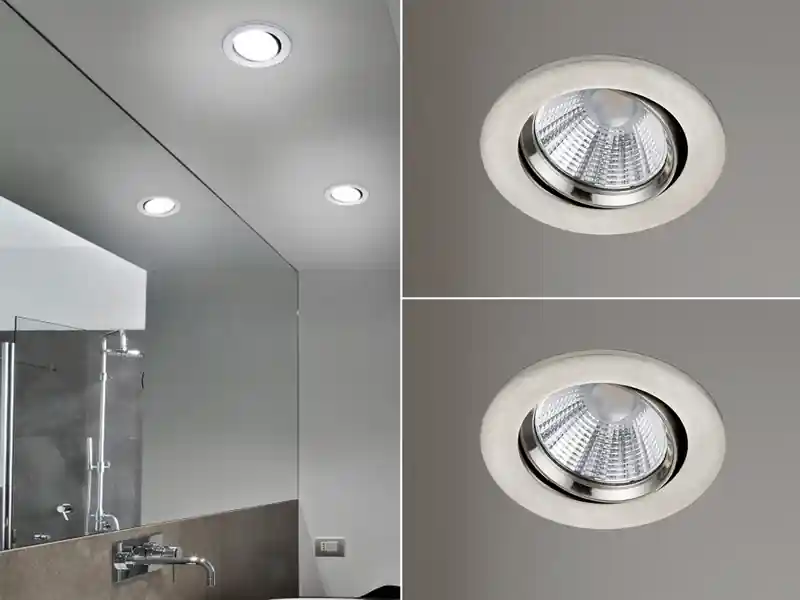 Abverkauf meineWunschleuchte LED Einbaustrahler 2er Set rund schwenkbar dimmbar Nickel matt 5,5W Deckenlampe