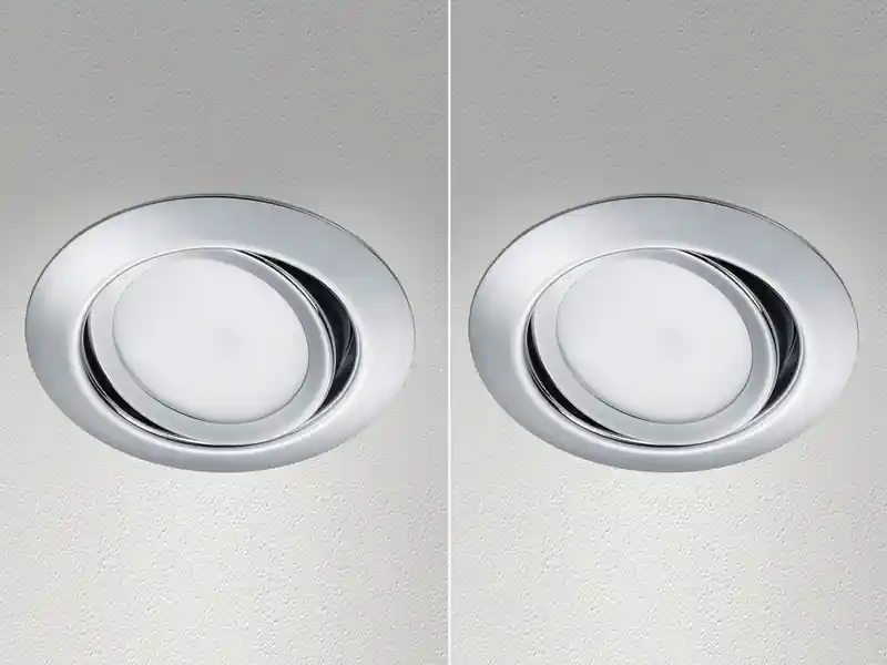 Jetzt Kaufen meineWunschleuchte Runder LED Einbaustrahler Decke Doppelpack schwenkbar Chrom glänzend 5 Watt