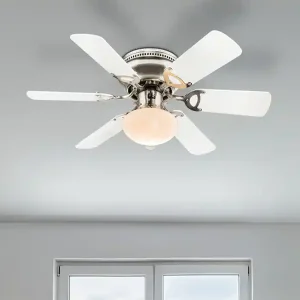 Sichere Zahlung Globo 							Deckenventilator UGO mit Licht und Zugschalter leise, Weiß/Graphit Ø 76cm