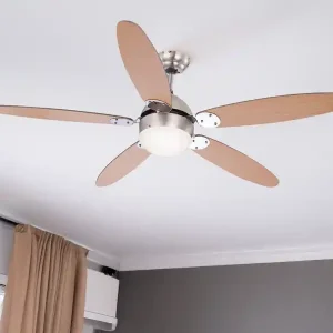 Globo Deckenventilator AZURA mit Licht und Zugschalter leise, 2 Flügelfarben, Ø132cm Super-Preis
