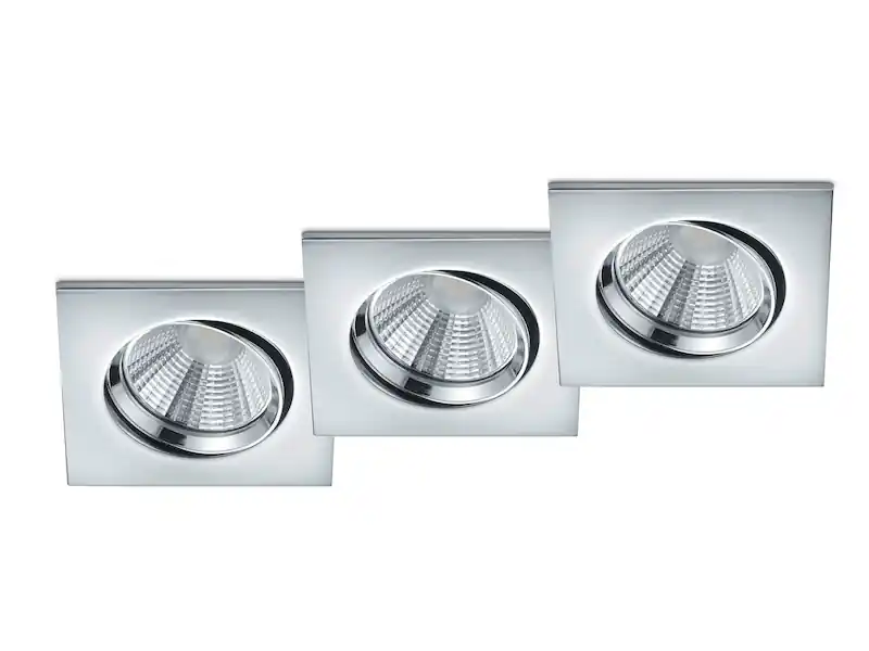 Gratis Versand Trio Leuchten LED Deckeneinbaustrahler PAMIR eckig 3er Set schwenkbar dimmbar Chrom glänzend