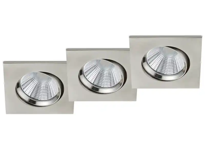 Trio Leuchten LED Deckeneinbaustrahler PAMIR eckig 3er Set schwenkbar dimmbar Silber matt Wochenendangebot
