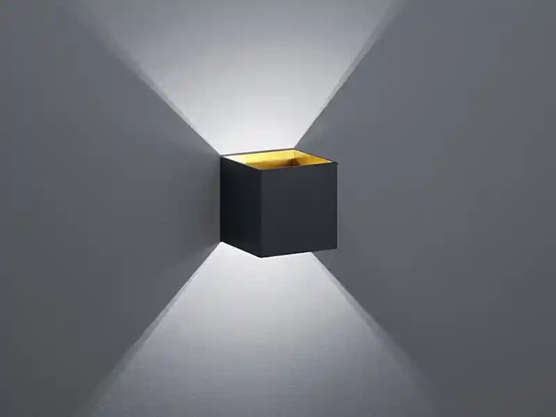 Trio Leuchten Moderne Up & Down LED Wandleuchte LOUIS schwarz matt / gold, Quadrat 10cm Schnäppchen