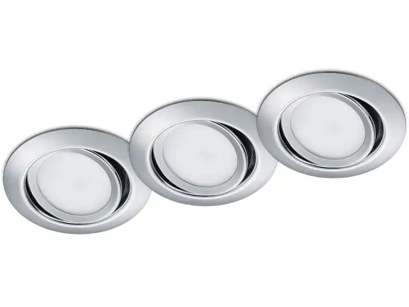 Neuheit Trio Leuchten Runde LED Einbaustrahler RILA 3er Set Spot schwenkbar Chrom glänzend 5 Watt