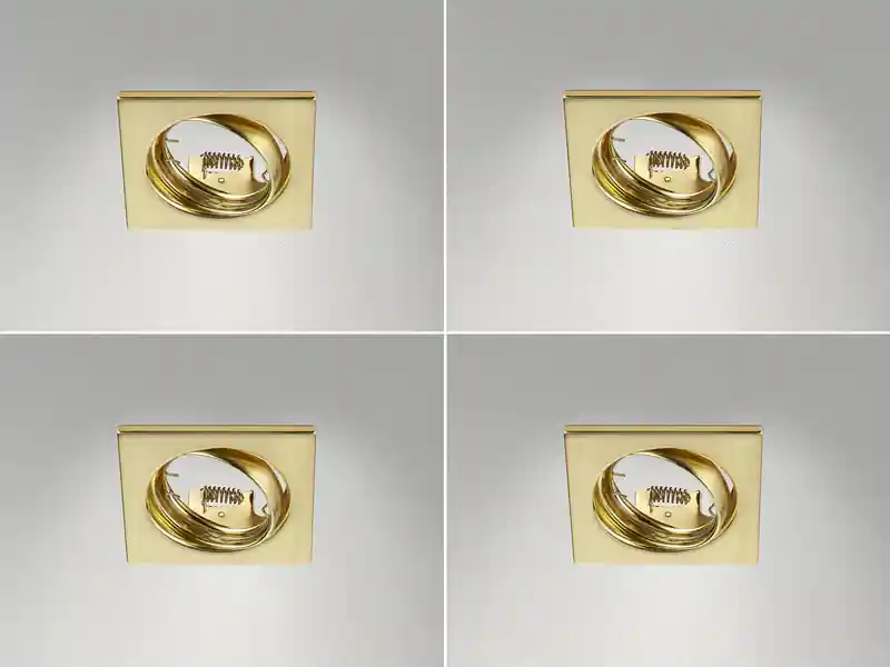 meineWunschleuchte Eckige Einbaustrahler Decke im 4er Set schwenkbar Messing matt GU10 Expressversand