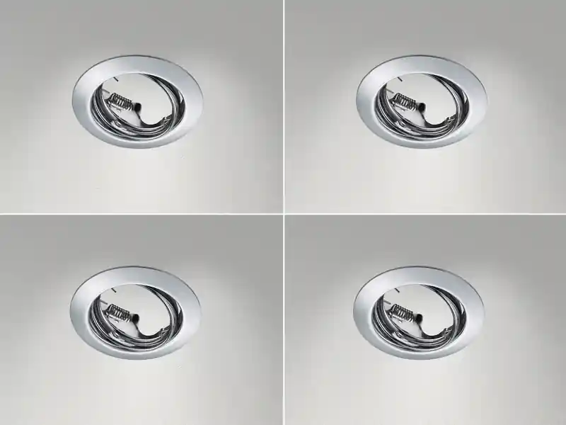 Preisknaller meineWunschleuchte Runde Einbaustrahler Decke im 4er Set schwenkbar Silber Chrom GU10