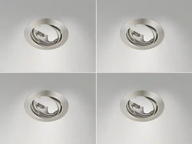 Preisknaller meineWunschleuchte Runde Einbaustrahler Decke im 4er Set schwenkbar Silber matt GU10