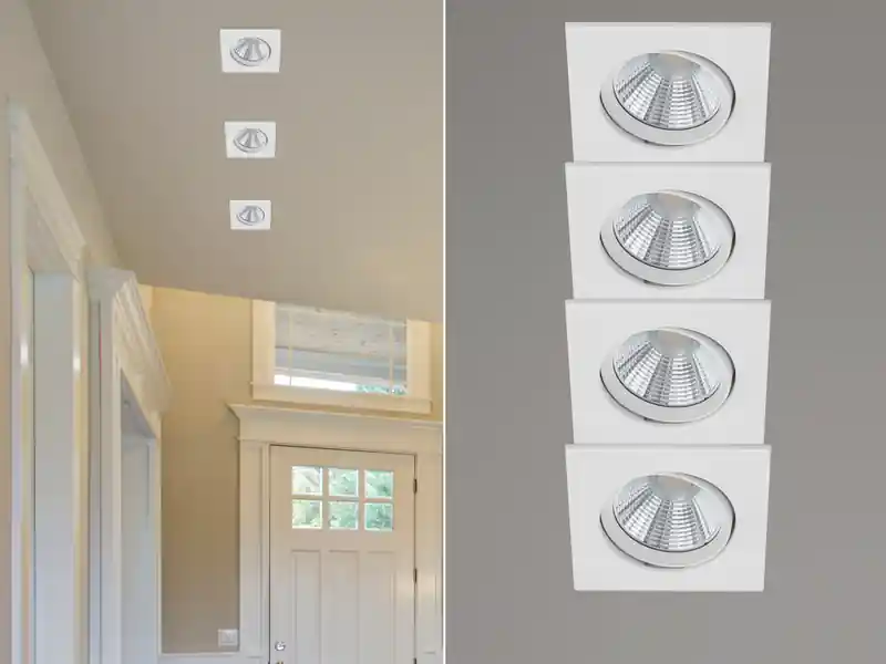 Angebot meineWunschleuchte Eckige LED Einbaustrahler Decke im 4er Set schwenkbar dimmbar Weiß matt 5,5W