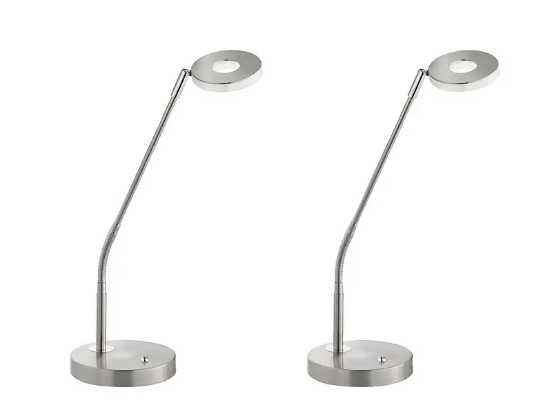 Schneller Versand meineWunschleuchte 2er SET LED Schreibtischlampen Silber mit Dimmer, Höhe 60cm