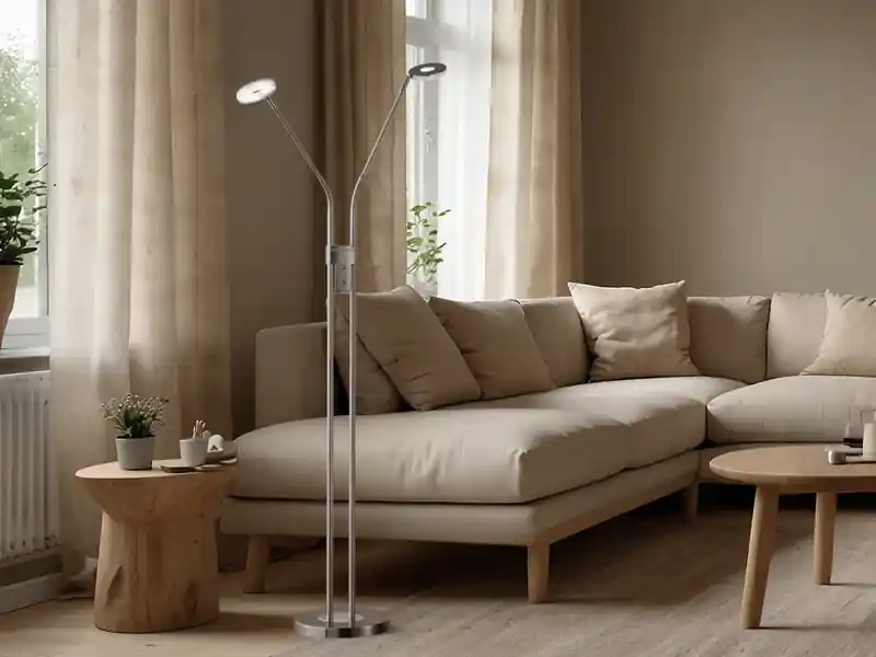 Fischer & Honsel LED Stehlampe DENT Silber 2-flammig mit Dimmer, Höhe 150cm Neue Ware