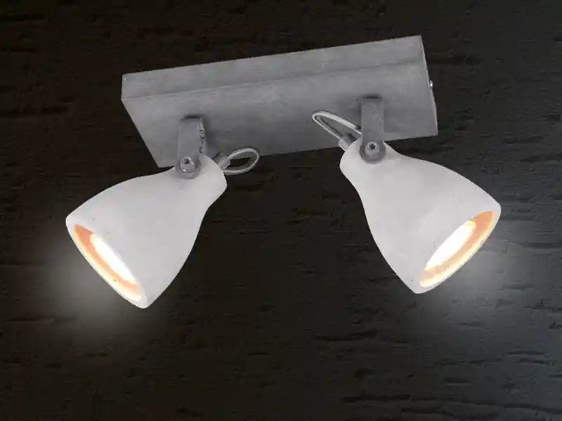 meineWunschleuchte Retro LED Deckenstrahler 2-flammig mit Beton-Lampenschirmen, Breite 23cm Begrenztes Angebot