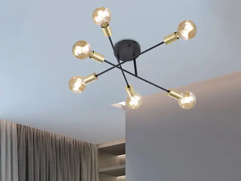 meineWunschleuchte Design LED Deckenleuchte mehrflammig, Schwarz & Bronze Ø 56cm Online Kaufen