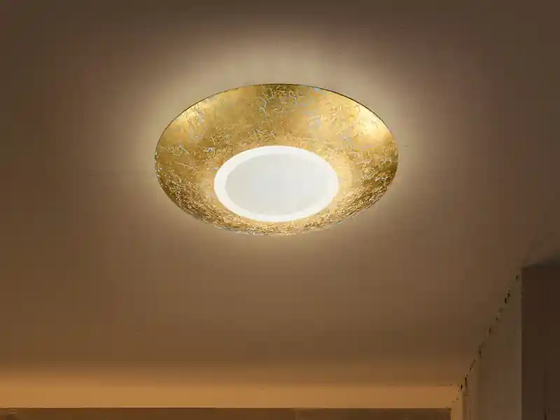 Günstig Trio Leuchten Design LED Deckenleuchte CHIROS mit Blattgold Ø 32cm