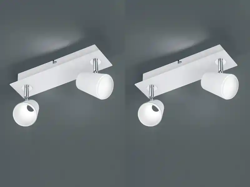 meineWunschleuchte 2er SET LED Wandstrahler Weiß 2-flammig mit Schalter, Breite 28cm Sale