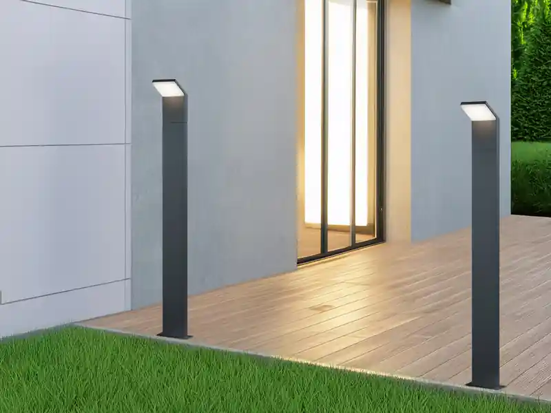 Neue Ware Trio Leuchten Moderne LED Pfostenleuchte 2er SET aus ALU in anthrazit, IP54, Höhe 100 cm