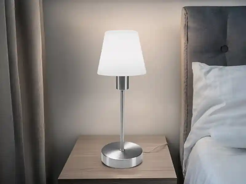 meineWunschleuchte Tischleuchte MATHA mit Touch Dimmer und Glas Lampenschirm, Höhe 32cm Solange Der Vorrat Reicht