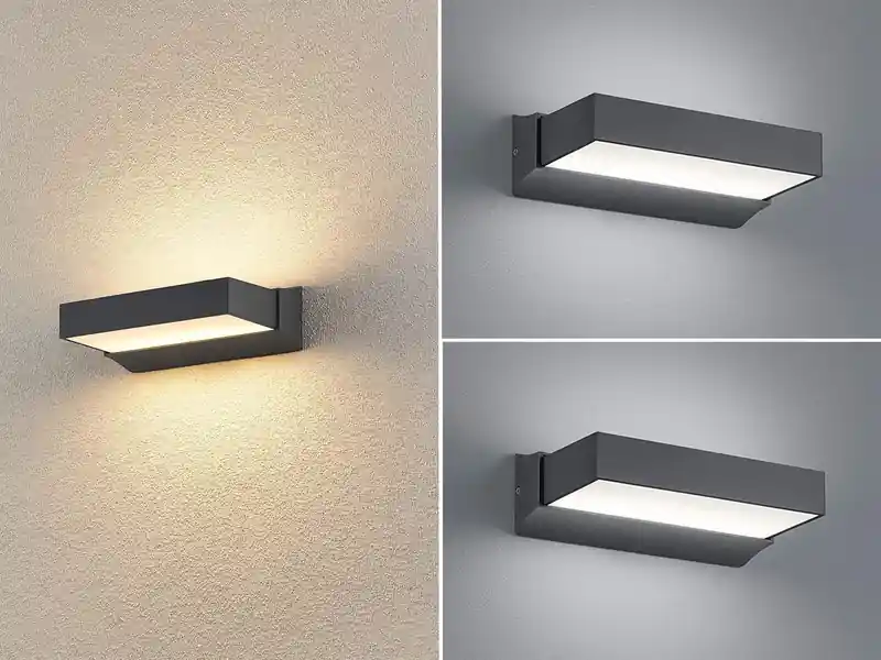 meineWunschleuchte Moderne LED Außenwandleuchte Anthrazit IP65 - 2er SET für Fassadenbeleuchtung Nur Heute