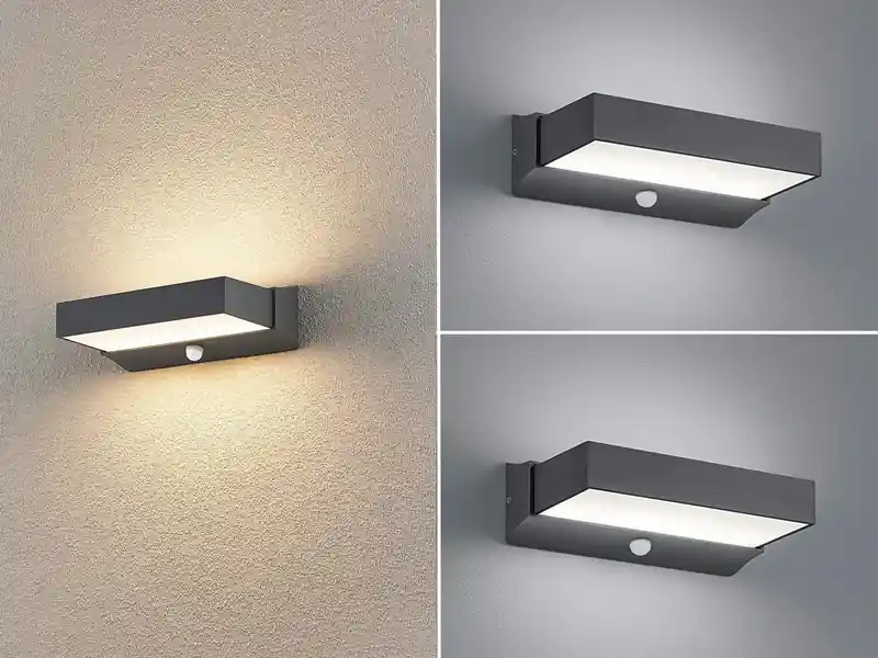meineWunschleuchte LED Außenwandleuchten mit Bewegungsmelder, Anthrazit, IP65 - 2er Set Markenprodukt