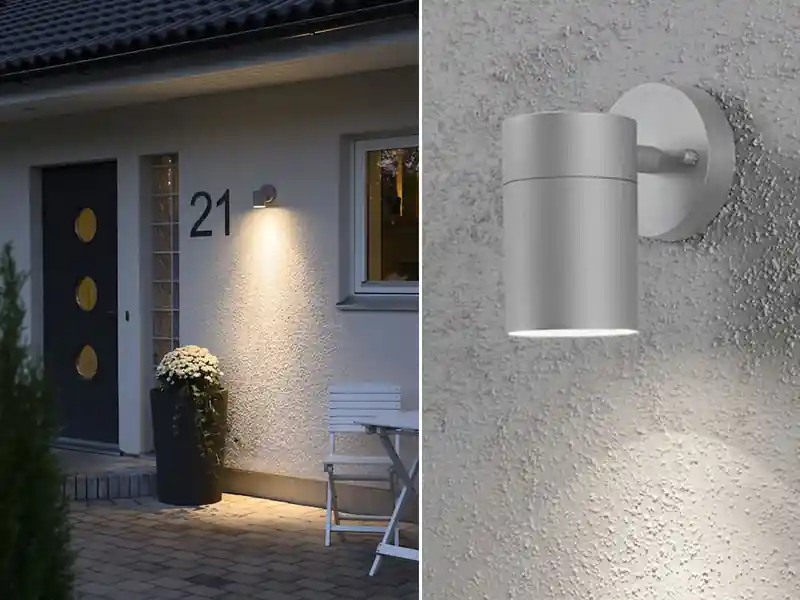 Schnäppchen Konstsmide 2er-Set Aluminium Downlight Wandleuchten MODENA grau, GU10, Höhe 13 cm, IP44