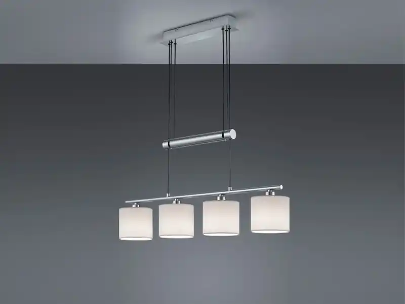 Sichere Zahlung Trio Leuchten Pendelleuchte GARDA 4-flammig Weiß höhenverstellbar mit Stoffschirmen, B: 77cm