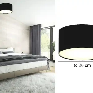 Kostenloser Versand Smartwares 							Deckenlampe CEILING DREAM, Stoff Schwarz / Abdeckung satiniert, Ø 20cm