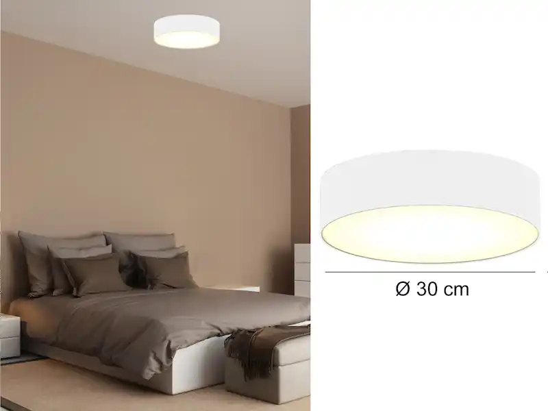 Beliebt Smartwares Deckenlampe CEILING DREAM, Stoff Weiß / Abdeckung satiniert, Ø 30cm