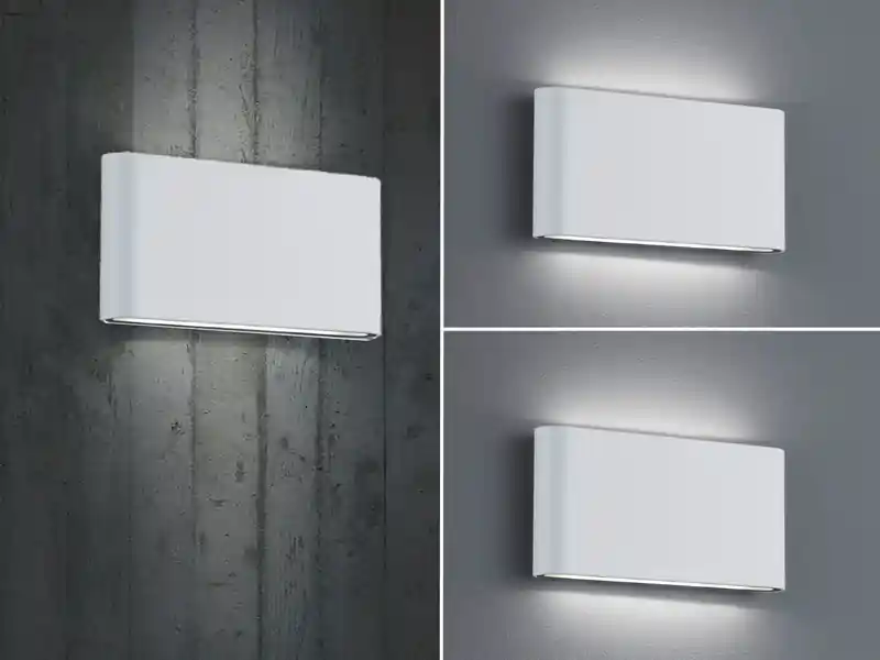 meineWunschleuchte 2er SET LED Außenwandleuchten Up and Down Light Weiß, Breite 17,5cm Mega-Angebot