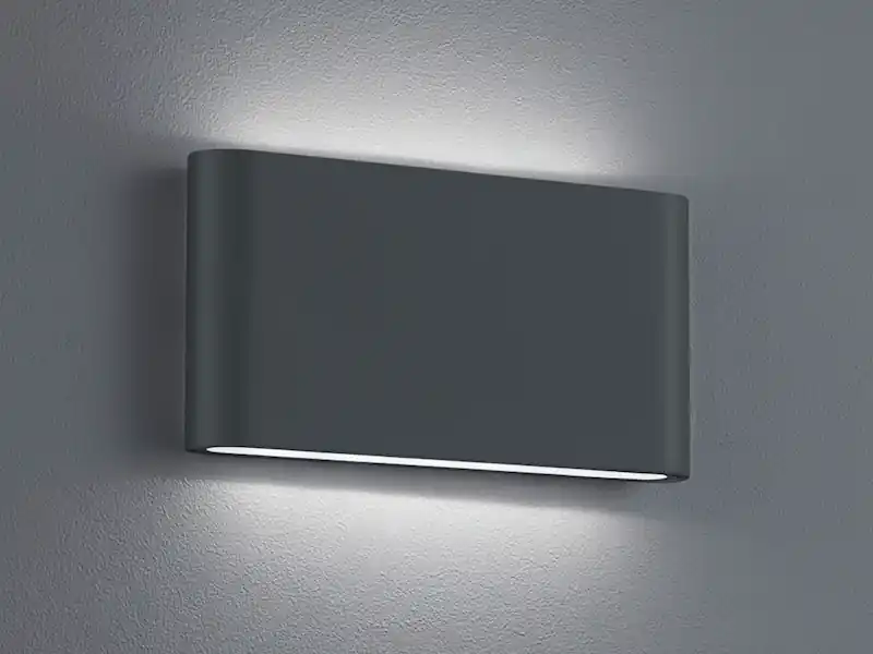 Schnäppchen Trio Leuchten Flache LED Außenwandleuchte THAMES Up Down Light in Anthrazit 17,5cm breit