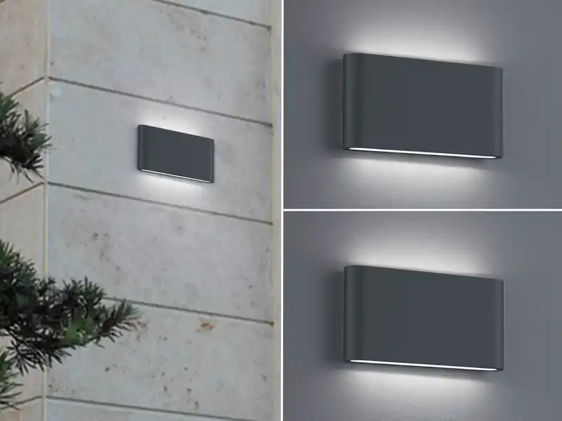 Nur Für Kurze Zeit meineWunschleuchte 2er SET LED Außenwandleuchten Up and Down Light Anthrazit, Breite 17,5cm