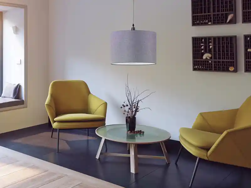 Trio Leuchten Pendelleuchte COSINUS 1 flammig mit grauem Stoffschirm, Ø 40cm Super-Preis