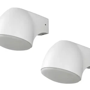 Abverkauf Konstsmide 2er Set Außenwandleuchte Downlight FERRERA Alu weiß, High Power LED, Höhe 13cm