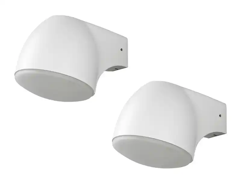 Abverkauf Konstsmide 2er Set Außenwandleuchte Downlight FERRERA Alu weiß, High Power LED, Höhe 13cm