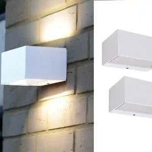 Lutec Eckige LED Up and Down Außenwandlampen 2er SET aus ALU in Weiß, 14cm breit Online Kaufen