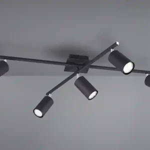 Abverkauf meineWunschleuchte LED Deckenstrahler Schwarz 5-flammig, verstellbare Spots, Breite 77,5cm
