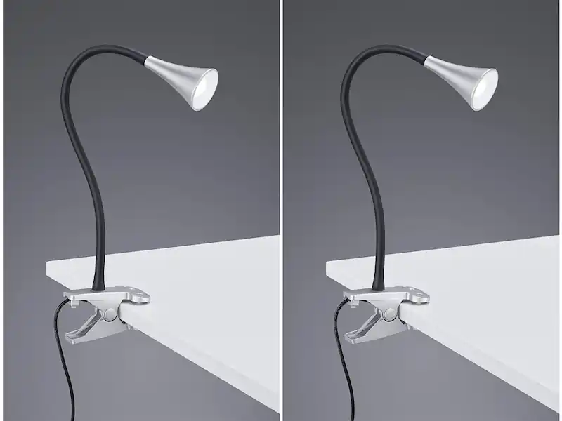 Gratis Versand RL LIVE YOUR LIGHT LED Klemmleuchten 2er SET 1 flammig Schwanenhalslampe in Silber/Schwarz