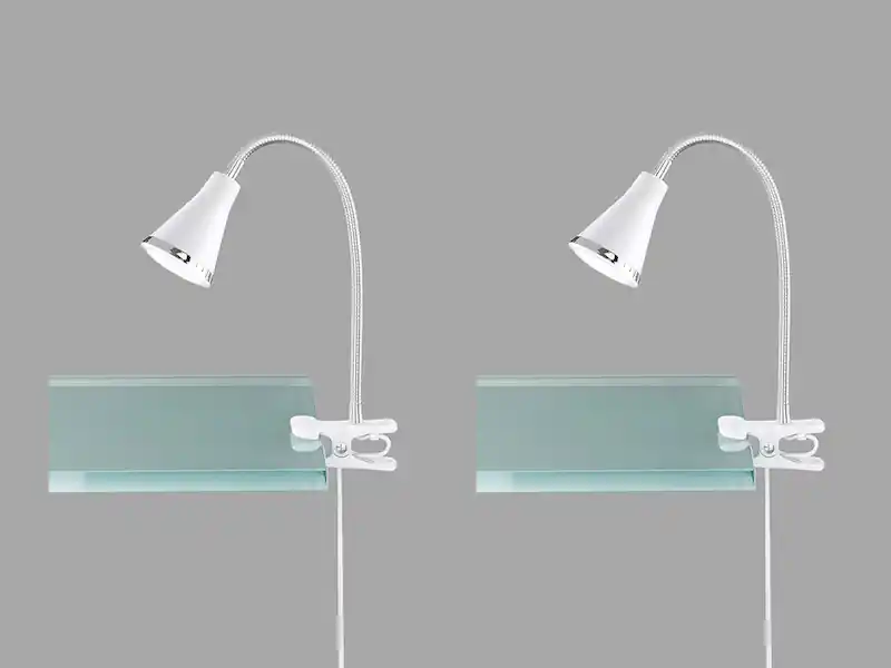 RL LIVE YOUR LIGHT LED Klemmleuchten 2er SET 1 flammige Kunststoff Schwanenhalslampe in Weiß Top-Angebot