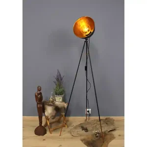 ECO-LIGHT Retro Stehleuchte MERKUR mit schwenkbarem Schirm in Blättergoldoptik, Höhe 136cm Highlight