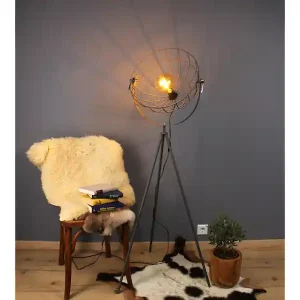 Neu Im Sortiment ECO-LIGHT Retro Stehleuchte LED GRID schwenkbarer Gitterschirm aus Metall Anthrazit, 146cm