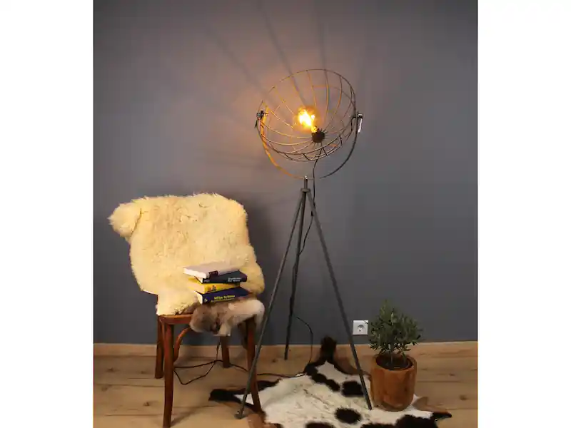 Neu Im Sortiment ECO-LIGHT Retro Stehleuchte LED GRID schwenkbarer Gitterschirm aus Metall Anthrazit, 146cm