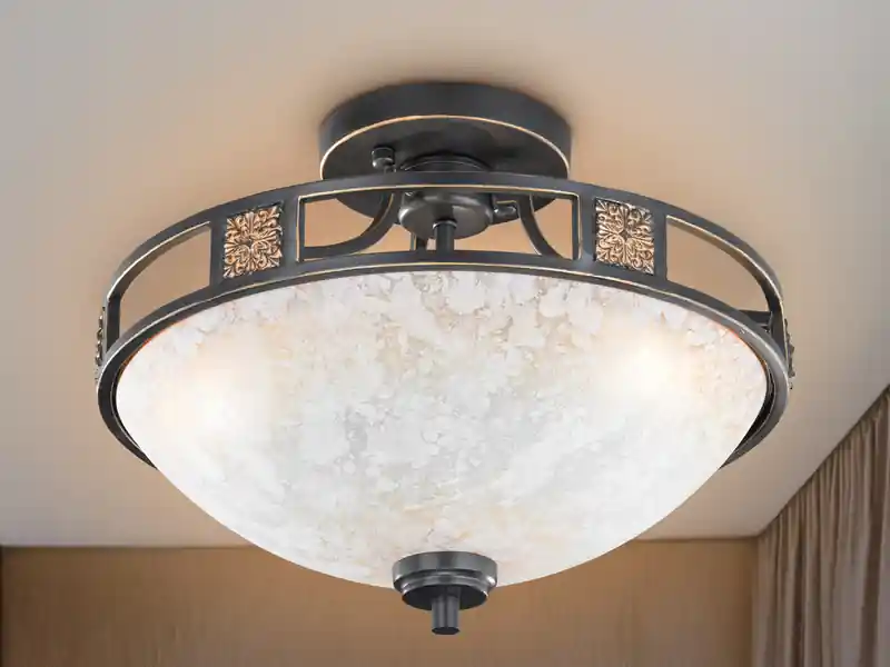 Schnäppchen meineWunschleuchte Rustikale LED Deckenleuchte Rostoptik mit Glasschirm Alabasterfarben Ø 42cm