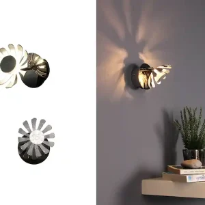 Letzte Chance ECO-LIGHT 2er SET LED Wandstrahler, Metall in Blattsilber, Breite 10cm