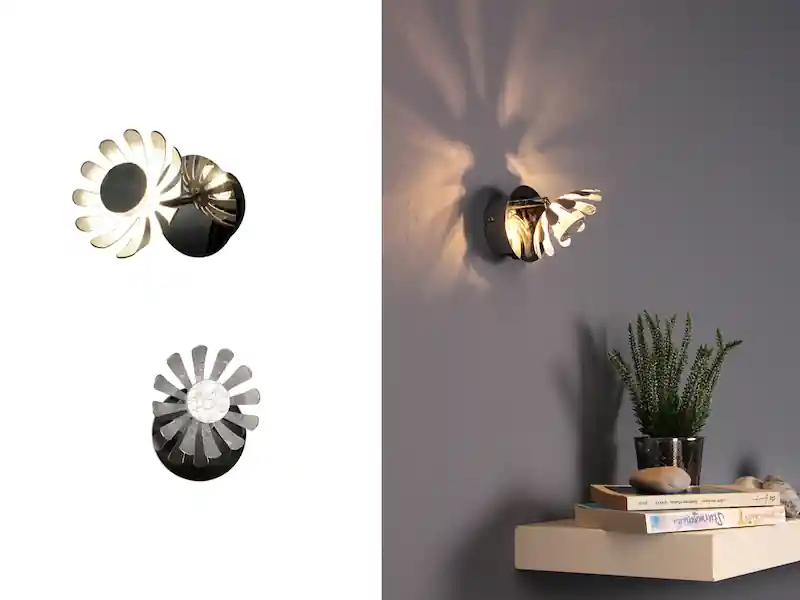 Letzte Chance ECO-LIGHT 2er SET LED Wandstrahler, Metall in Blattsilber, Breite 10cm