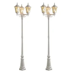 Begrenztes Angebot Konstsmide 2er-Set weiße Gartenlaterne FIRENZE 3 x E27 Aluminium, inkl. Pfahl und Fundament