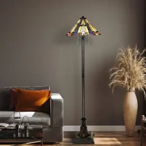 Wochenendangebot meineWunschleuchte LED Stehlampe im Tiffany Design mit buntem Echtglas 2-flammig, Höhe 158cm
