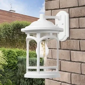 Abverkauf QUOIZEL Ultra Wetter & Salzluft resistente Außen Laterne MARBLEHEAD, Weiß Höhe 37cm