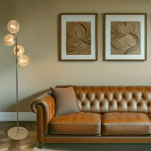 ECO-LIGHT Ausgefallene Stehleuchte NEPTUN 160cm Messing - Glaskugeln Amber Kostenloser Rückversand