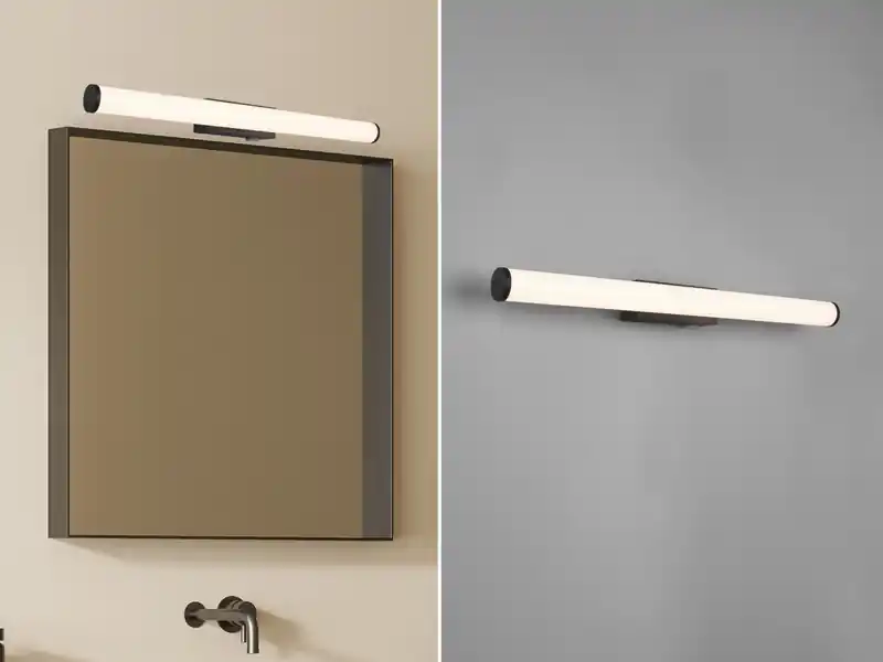 Trio Leuchten LED Bad Wandleuchte MATTIMO mit Schalter Schwarz - Spiegelleuchte, Breite 60cm Beliebt