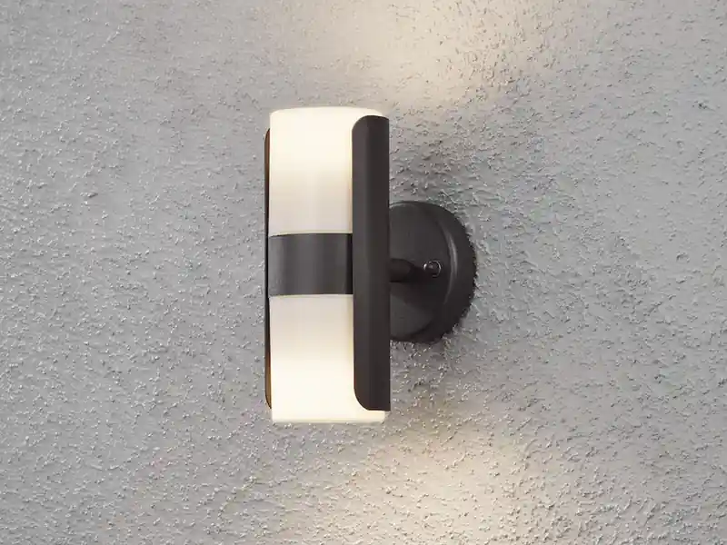 Echt Konstsmide LED Up-Down Außenwandleuchte mit weißem Opalglas, Korpus Schwarz